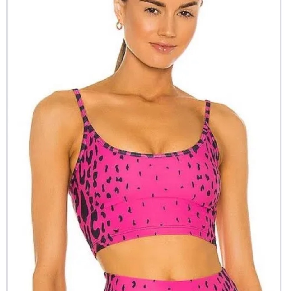 Beach Riot Libby Bra Tank in Fushia Pink Cheetah